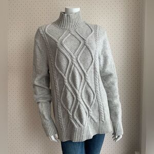 Banana Republic Italian Merino Wool Cableknit Mockneck Sweater Sz Large PW11